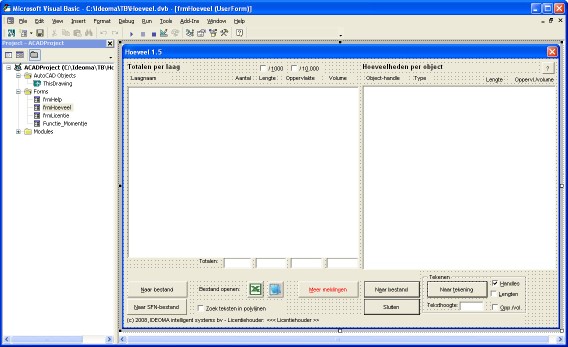 Het programma Hoeveel in de ontwerpweergave in VBA